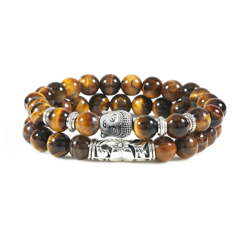 boho bangles for women -Tranquil Buddha Tiger’s Eye Bracelets