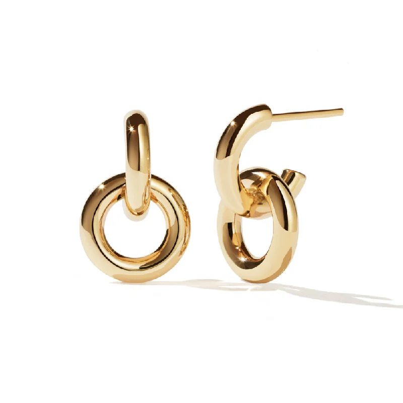 sterling silver hoop earrings -Meadowlark Deux Halo Earrings - Gold Plated