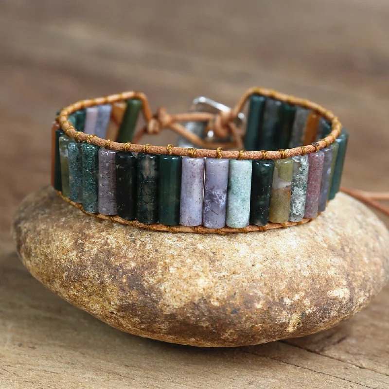 cuff bangles for women -Indian Agate Protector Bracelet