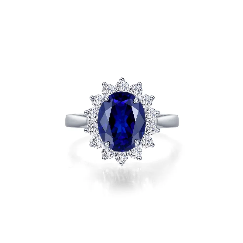 dainty rings for women -Lafonn Kaleidoscope Blue Sapphire Ring SYR022SP