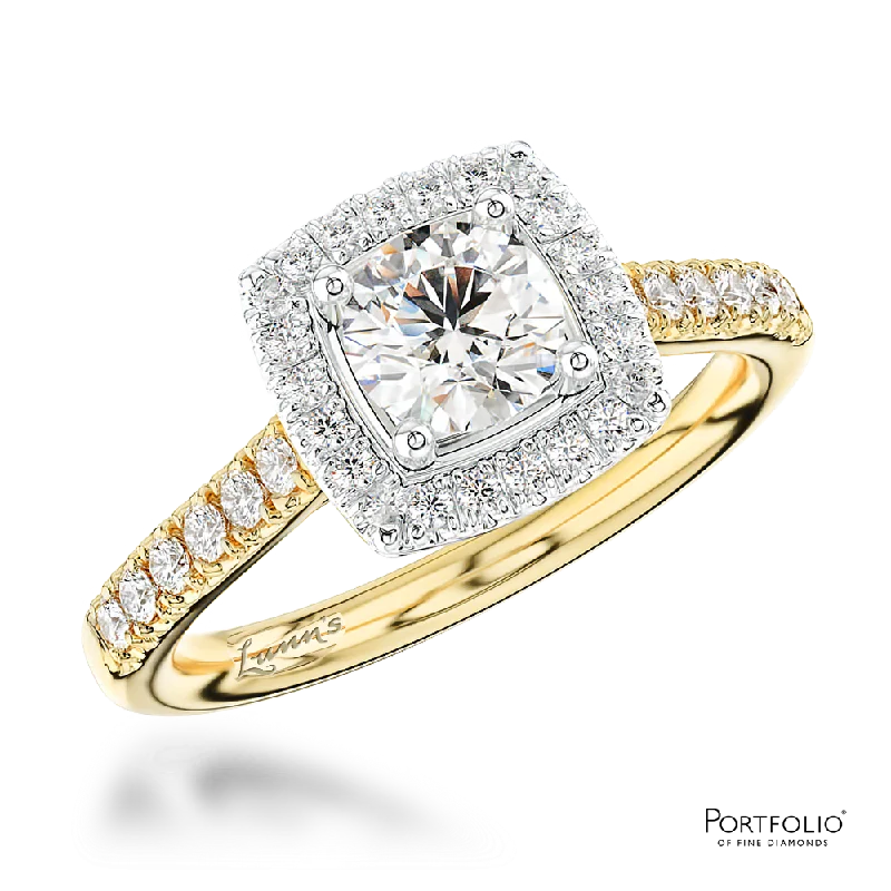 women’s promise rings -Cluster 0.51ct E SI1 Diamond Yellow Gold/Platinum Ring