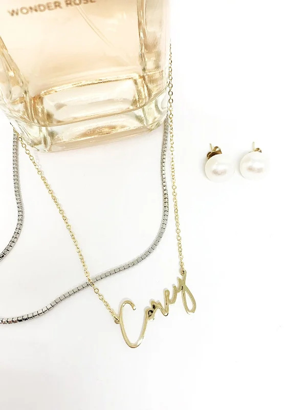 modern necklaces for women -Custom Name Script Handwriting Style Necklace