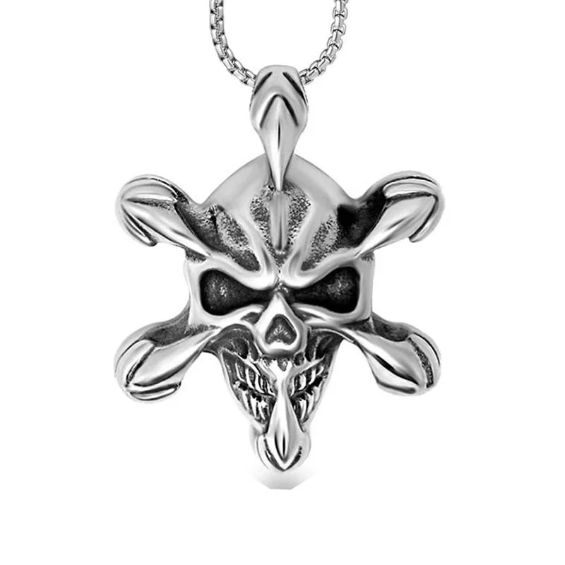 birthday gift necklaces for women -Stainless Steel Skull Claw Pendant Necklace