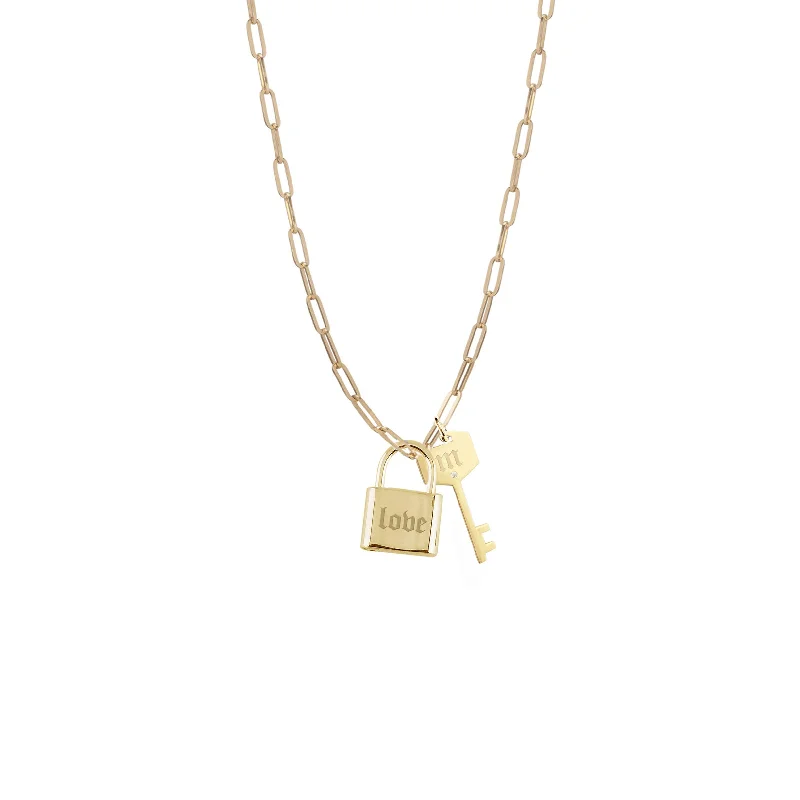 luxury necklaces for women -Sarah Personalized Lock and key Necklace