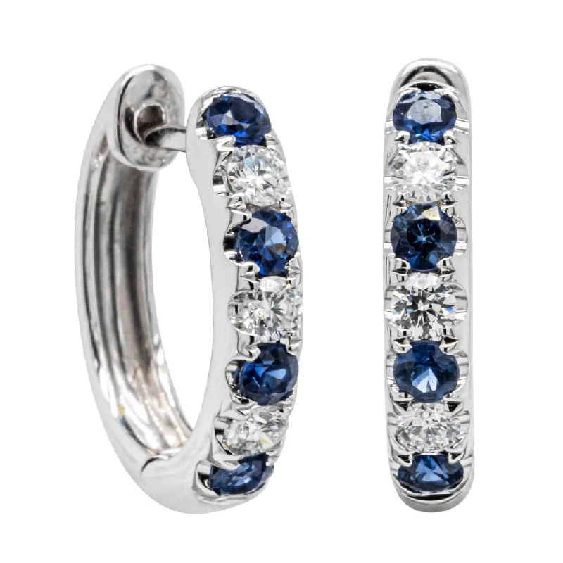 statement earrings for women -18ct White Gold Sapphire & Diamond Meridien Earrings