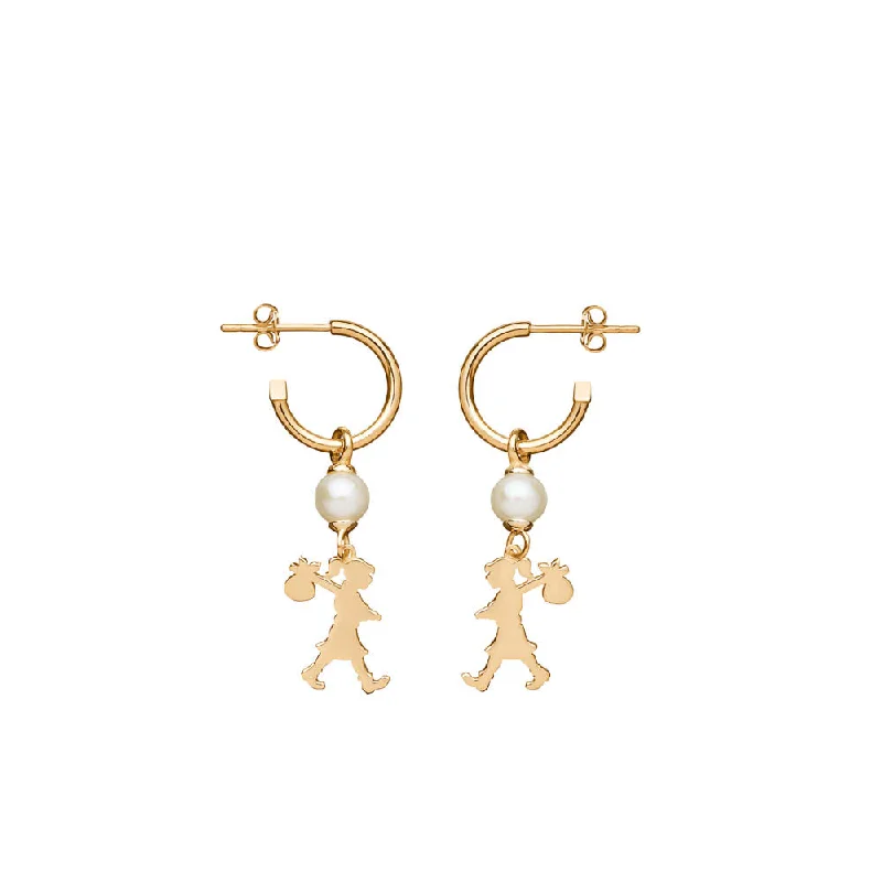 handmade earrings for women -Karen Walker Girl With A Pearl Earrings - 9ct Yellow Gold