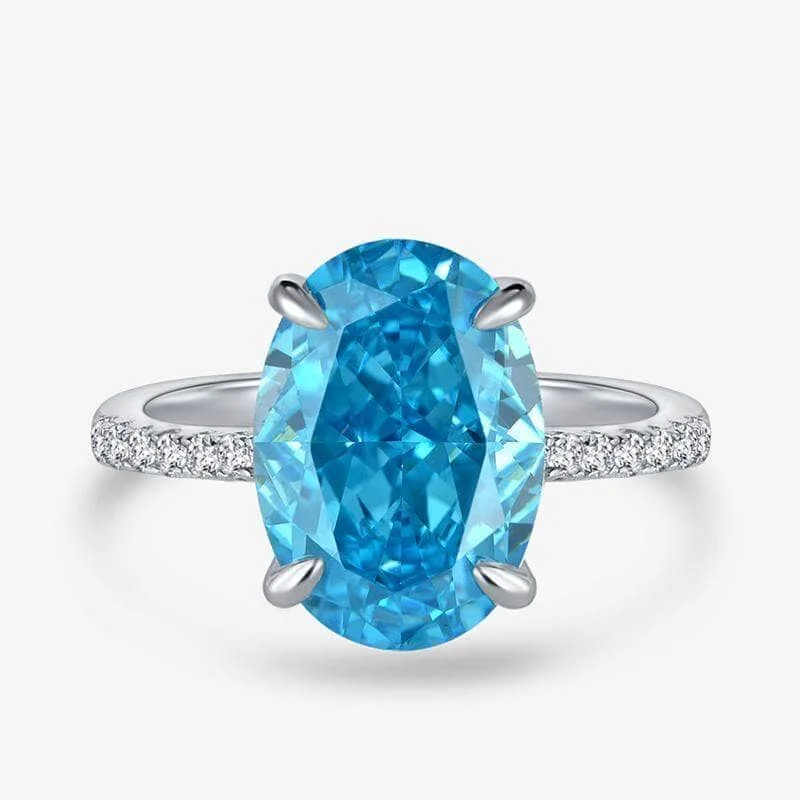 affordable diamond engagement rings -Gorgeous Oval Cut Light Aquamarine Blue Simulated Diamond Engagement Ring