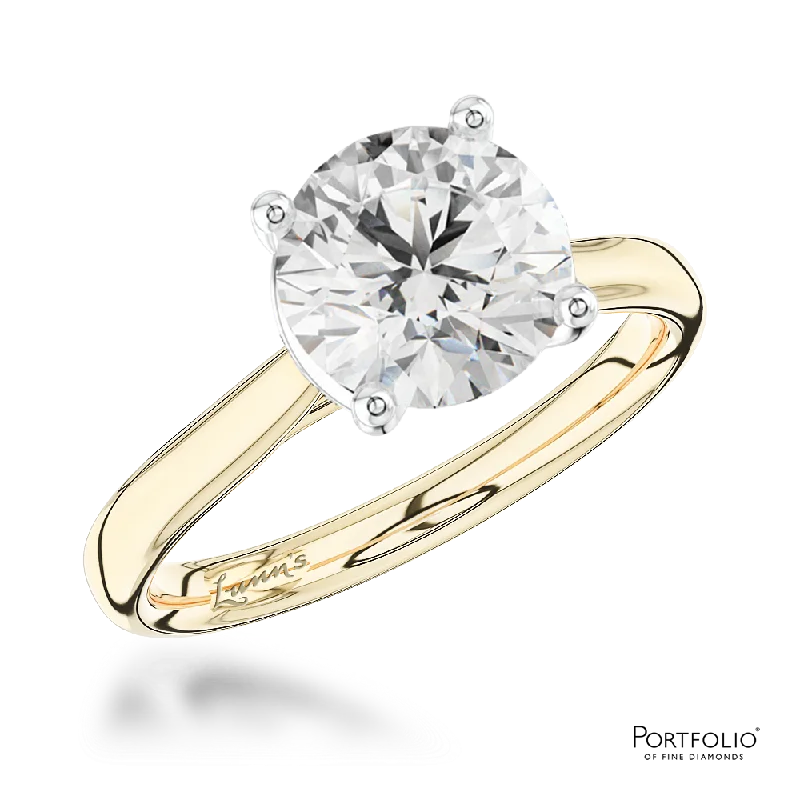 wedding band rings for women -Solitaire 2.01ct E SI2 Diamond Yellow Gold/Platinum Ring