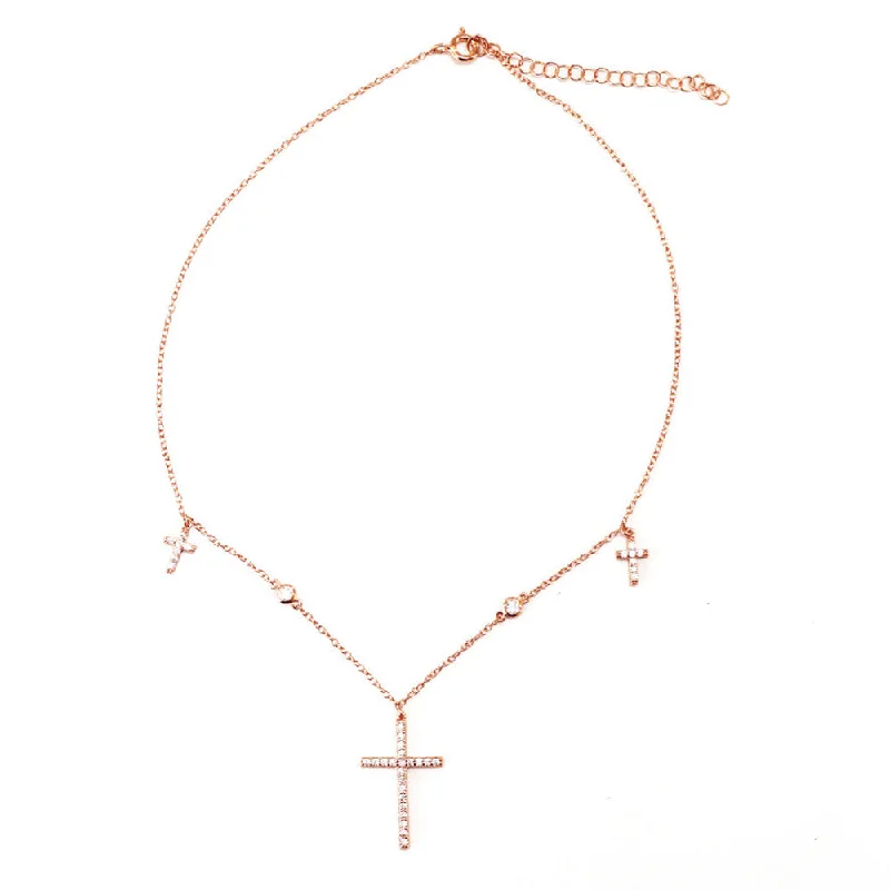 vintage style necklaces for women -THE DAINTY CROSS CHOKER NECKLACE