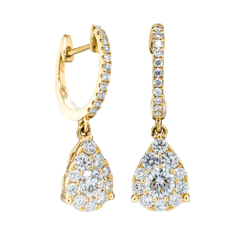 simple stud earrings for women -18ct Yellow Gold 1.15ct Diamond Drop Earrings