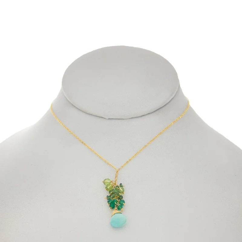 bohemian necklaces for women -Shamrock Green -  Turquoise Drop Cluster Necklace