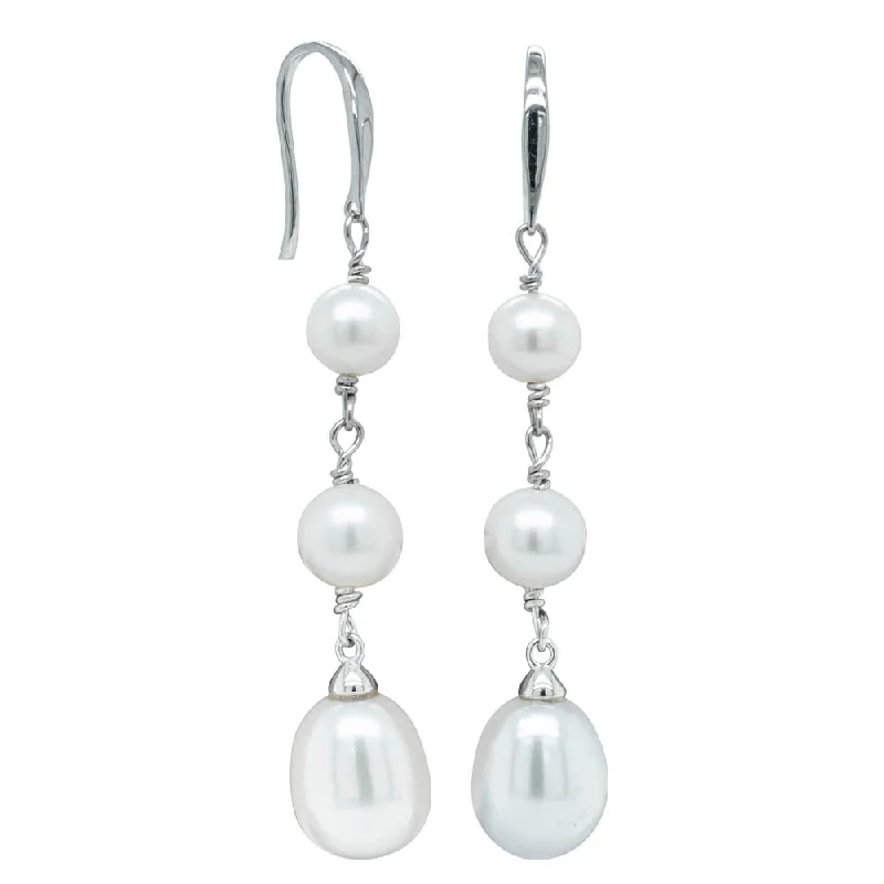 trendy dangling earrings -Sterling Silver Freshwater Pearl Rosalind Earrings