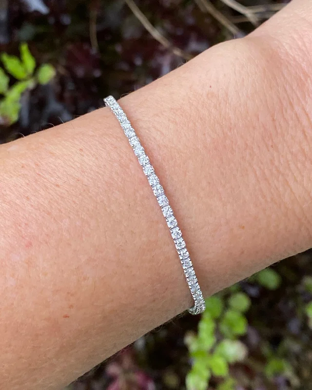 leather cuff bracelets -18ct White Gold 2.30ct Brilliant Cut Diamond Line Tennis Bracelet