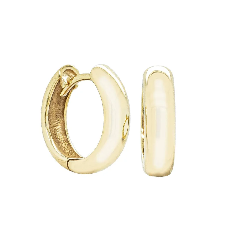 women’s ear cuff earrings -Deja Vu 9ct Yellow Gold Huggie Earrings