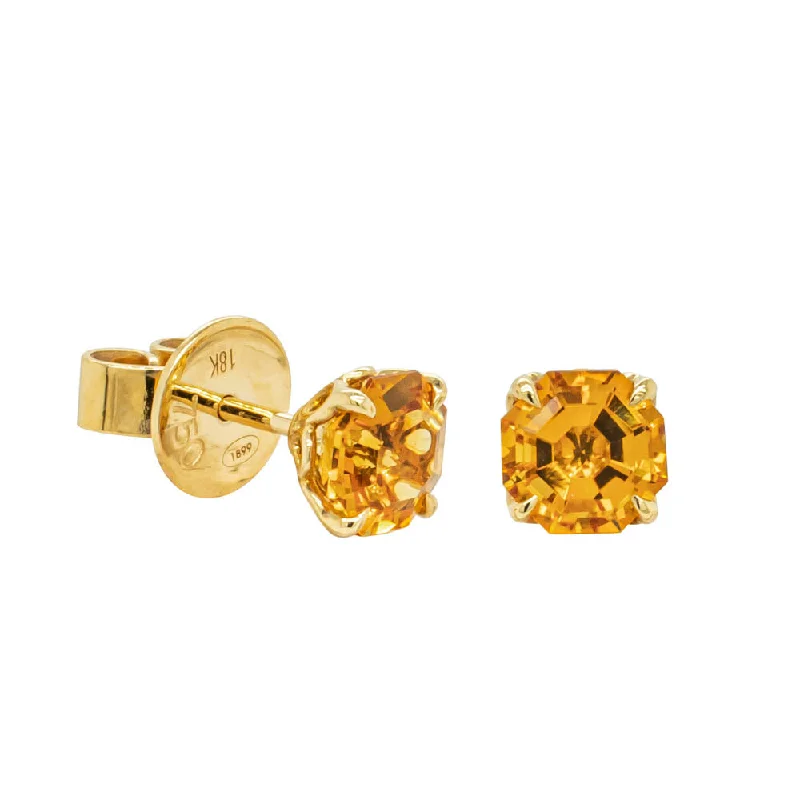 women’s large stud earrings -18ct Yellow Gold Citrine Octavia Stud Earrings