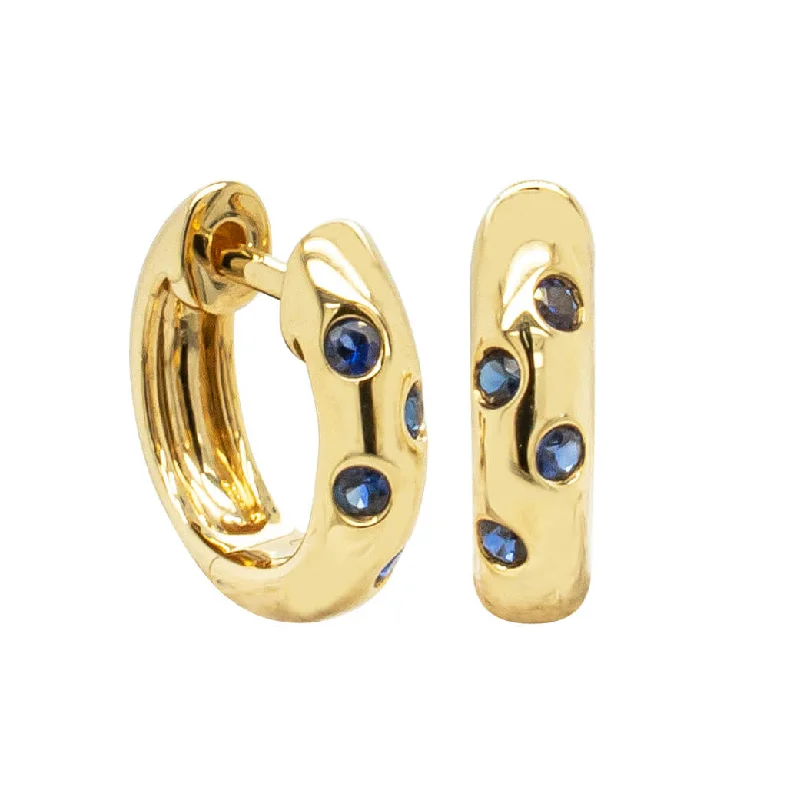 elegant earrings for women -18ct Yellow Gold .18ct Sapphire Lucky Huggie Earrings