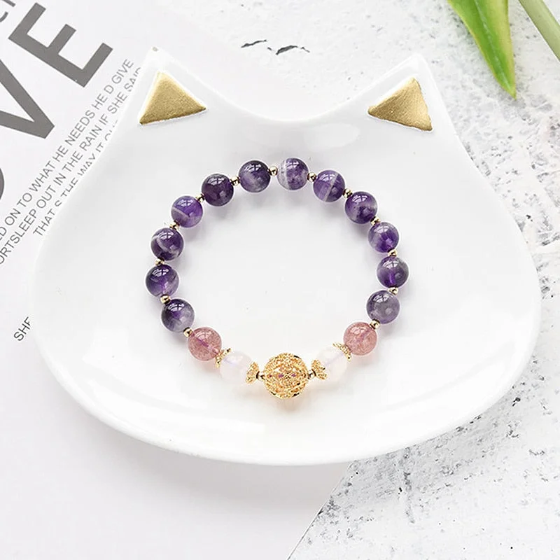 beautiful charm bracelets for women -Peaceful State Strawberry Crystal Bracelet