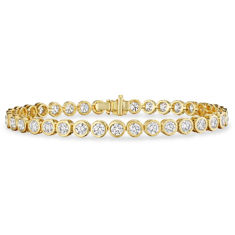 statement bangles for women -Bezel-Set Diamond Bracelet, 7 CT