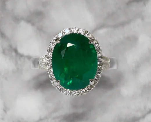 gemstone engagement rings -Kai 7.87 Carats Oval Cut Emerald Gemstone Ring in 18k White Gold By Mike Nekta NYC