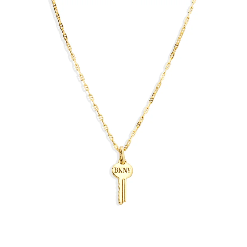 gold chain necklaces for women -Engravable Key Necklace