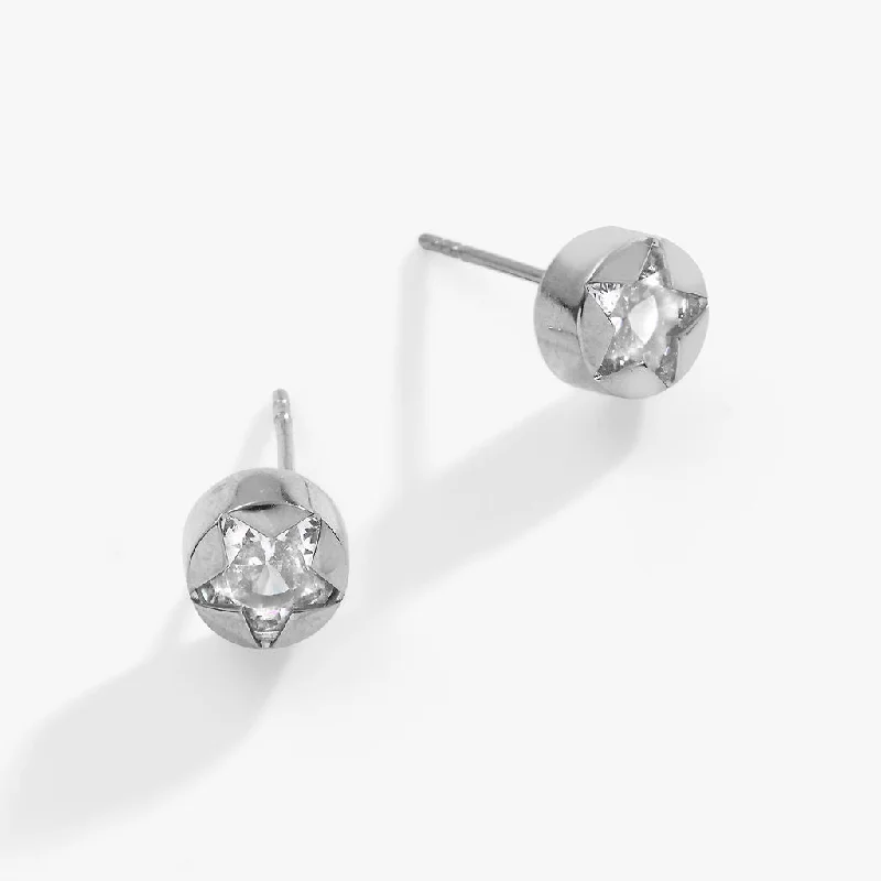 designer earrings for women -Crystal Star Mini Stud Earrings