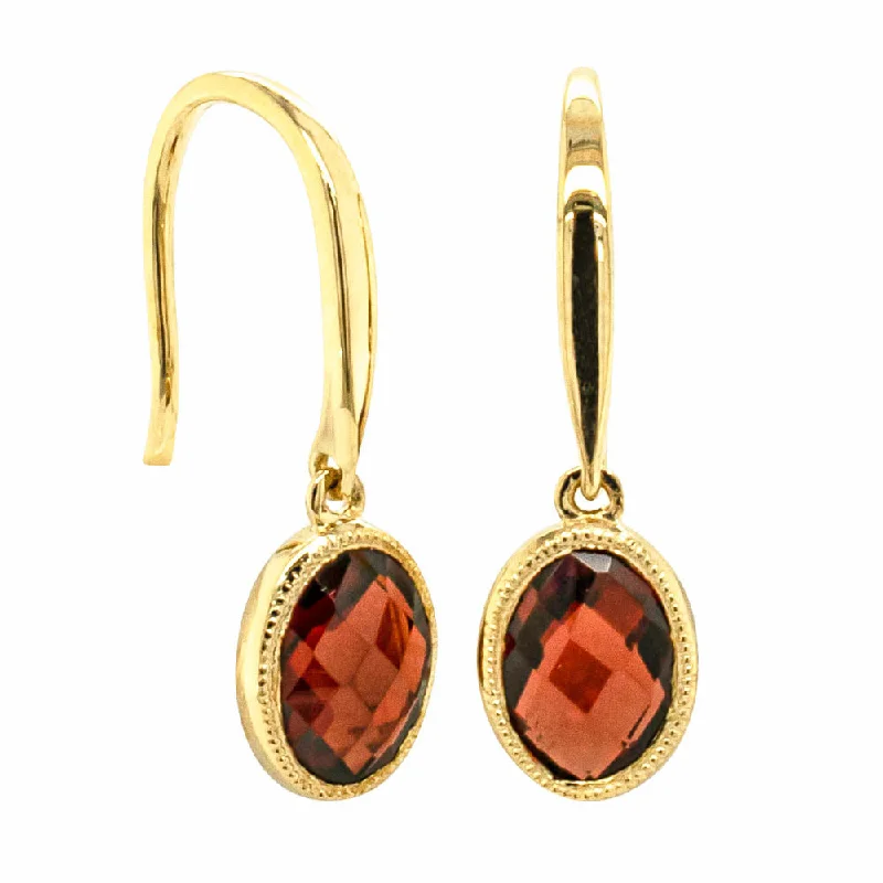 luxury earrings for women -9ct Yellow Gold Garnet Saffron Earrings