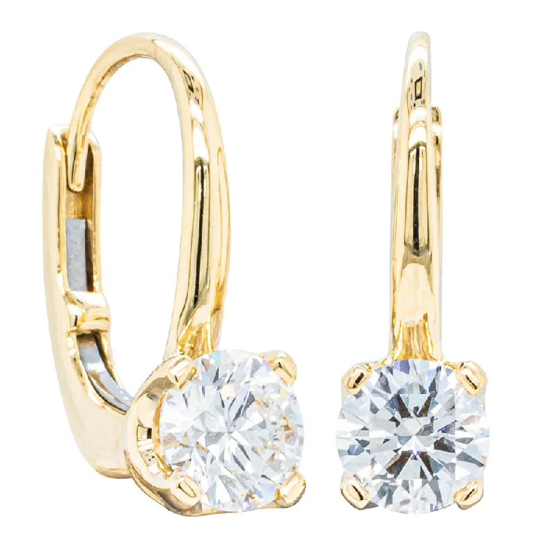 minimalist gold earrings -18ct Yellow Gold 1.00ct Diamond Blossom Hook Earrings