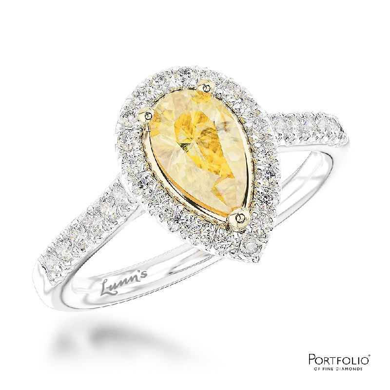 rings for special occasions -Cluster 1.34ct Fancy Light Yellow SI2 Yellow Diamond Platinum/Yellow Ring