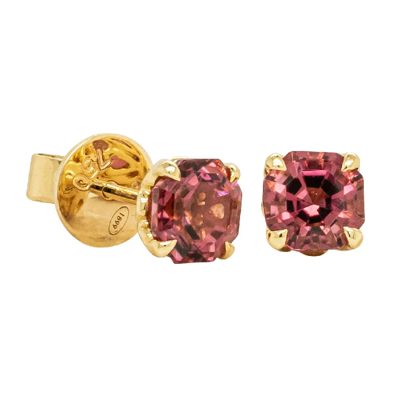 luxury diamond earrings -18ct Yellow Gold Pink Tourmaline Octavia Stud Earrings