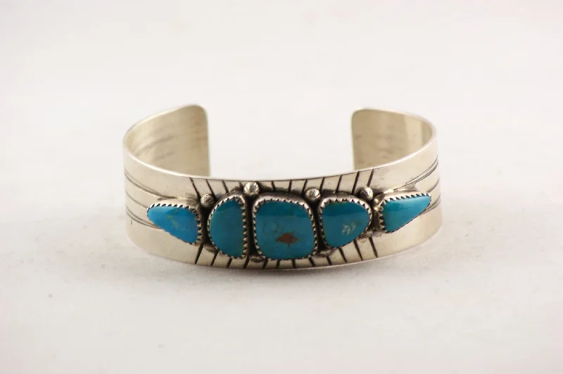 personalized bangles for women -Navajo Turquoise Nugget Cuff Bracelet by Leonard Chee