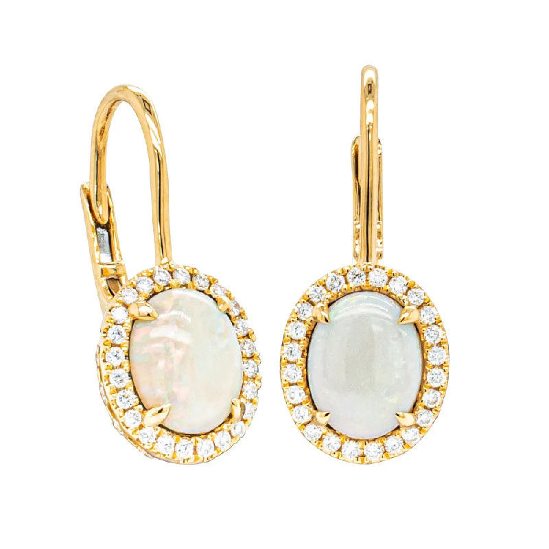 crystal drop earrings for evening -18ct Yellow Gold 2.20ct Opal & Diamond Sierra Earrings