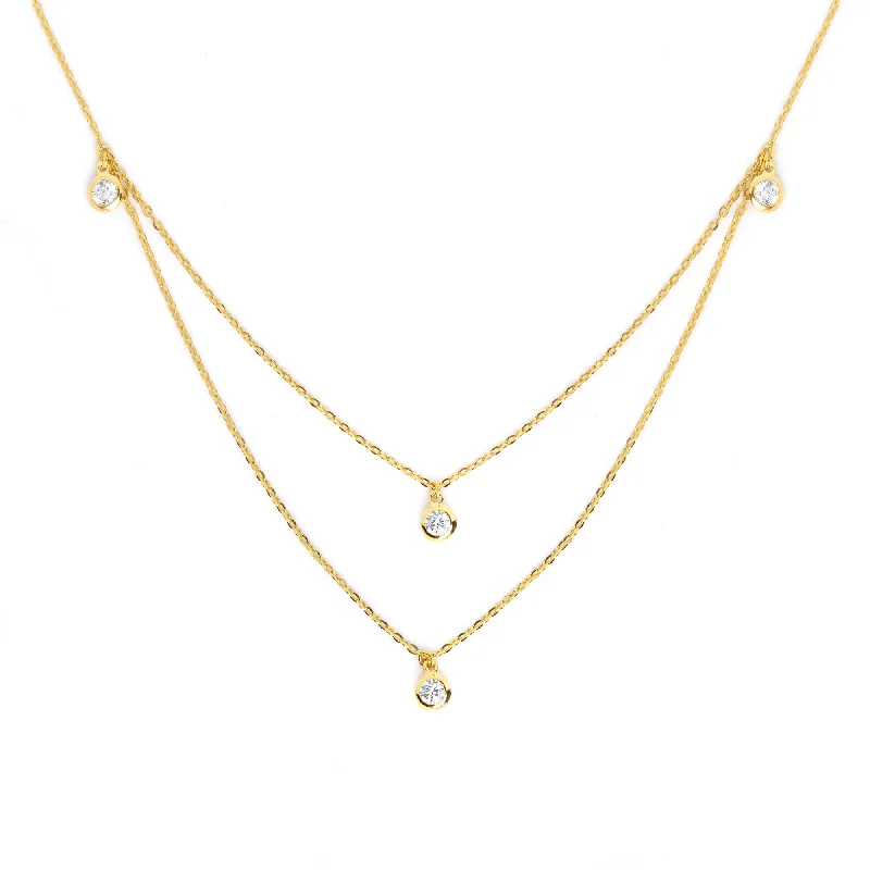 bridal necklaces for women -Double 4 Spark Gold Necklace