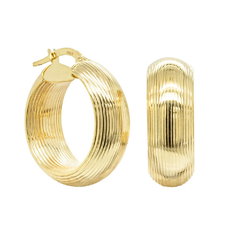 affordable earrings for women -9ct Yellow Gold Spritz Hoop Earrings