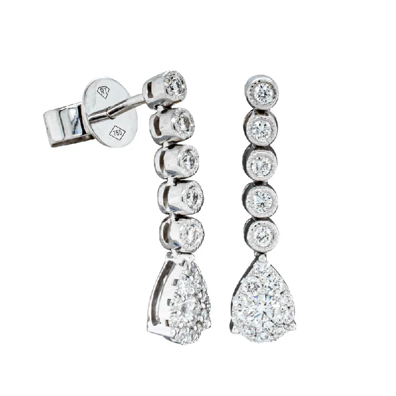 women’s pearl stud earrings -18ct White Gold .43ct Diamond Drop Earrings