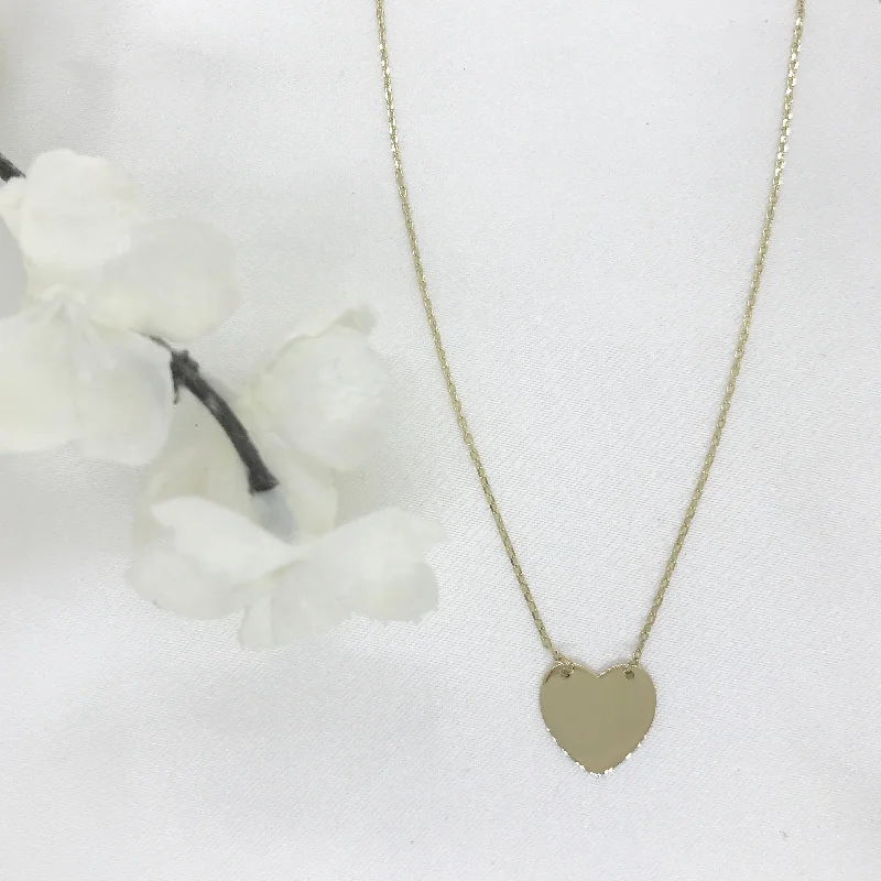 pearl necklaces for women -Engravable - 10k Gold Heart Necklace