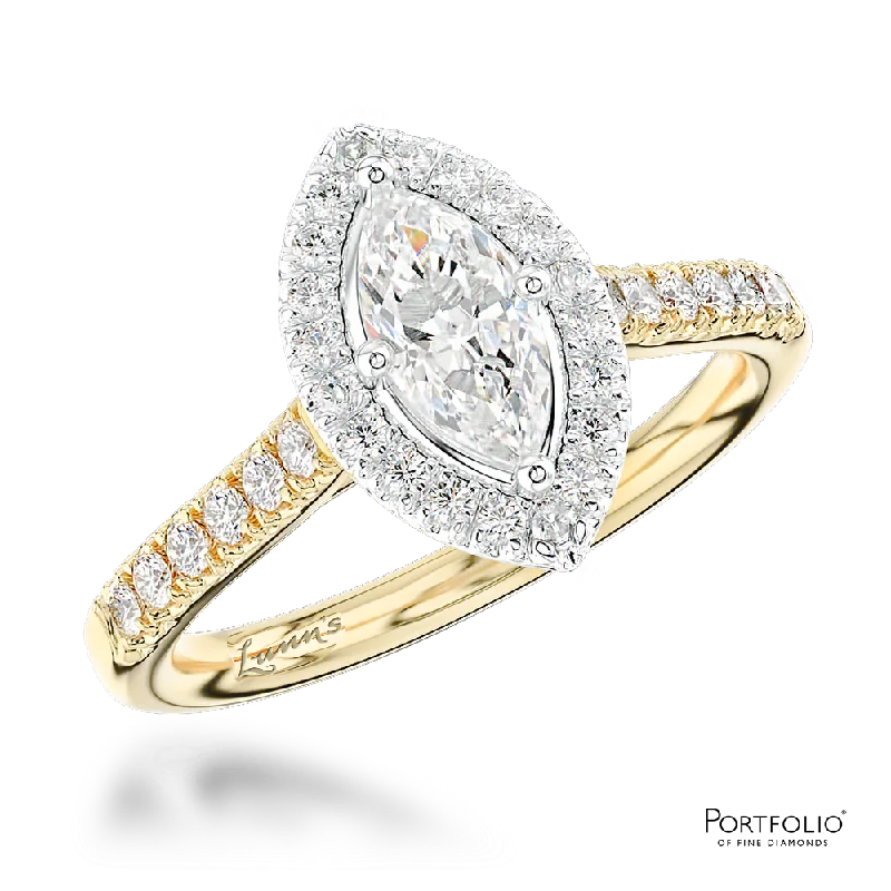 delicate rings for women -Cluster 0.40ct G SI1 Diamond Yellow Gold/Platinum Ring