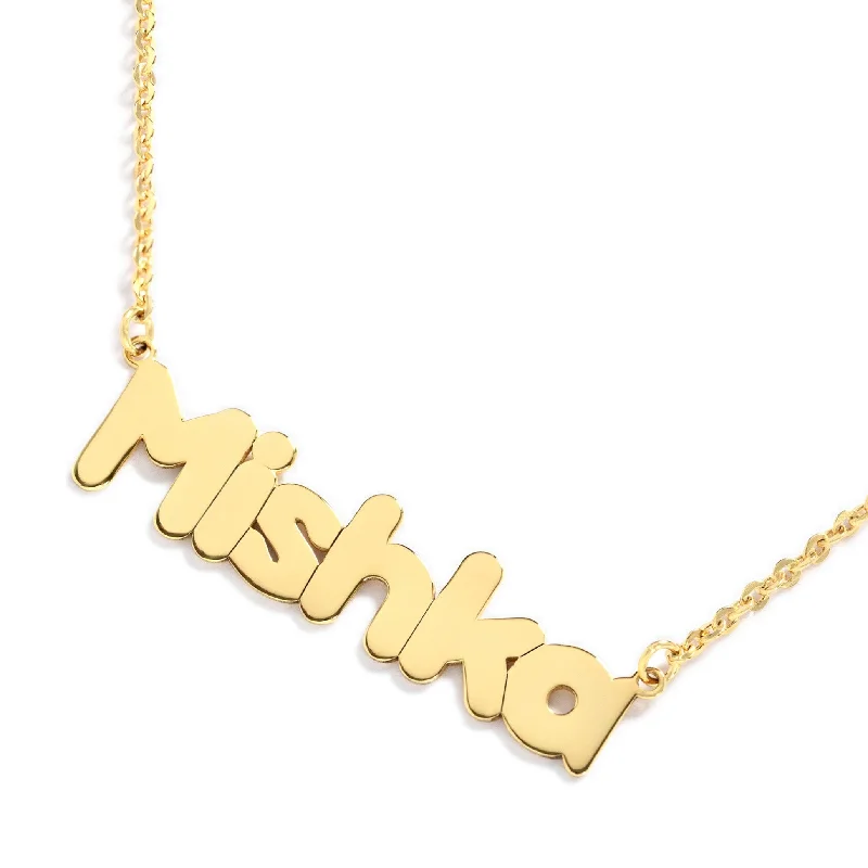 custom necklaces for women -Bubble Letter Nameplate