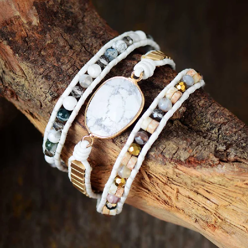 fashion bangles for women -Howlite Inner Riches Bracelet