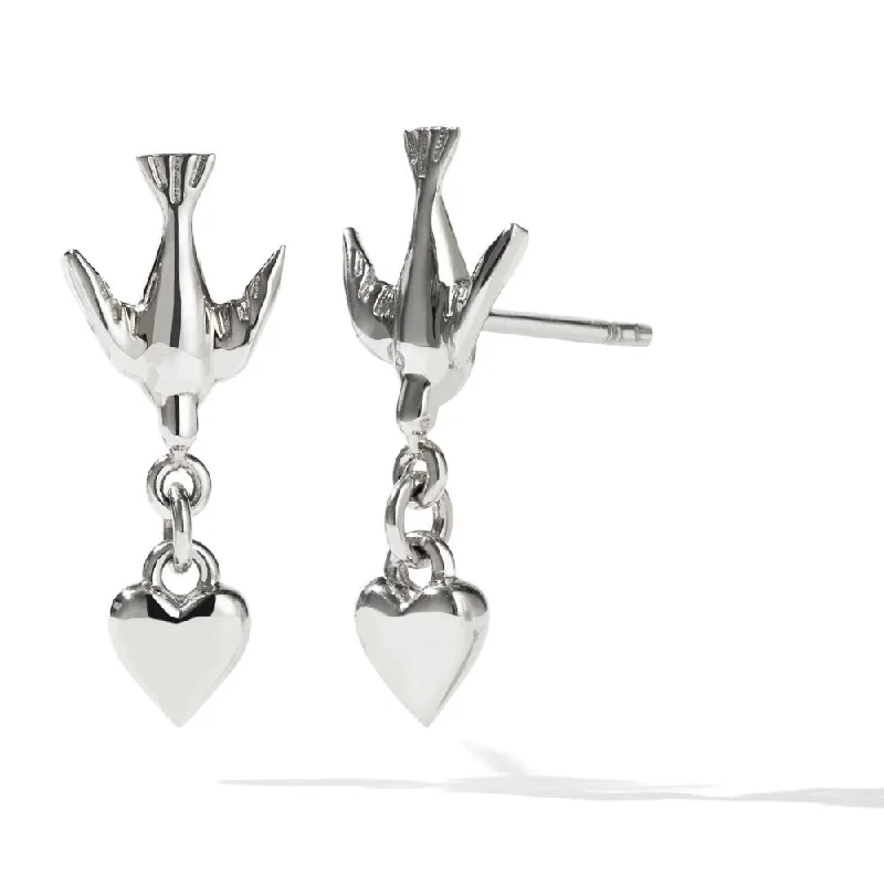 luxury diamond earrings -Meadowlark Love Dove Stud Earrings - Sterling Silver