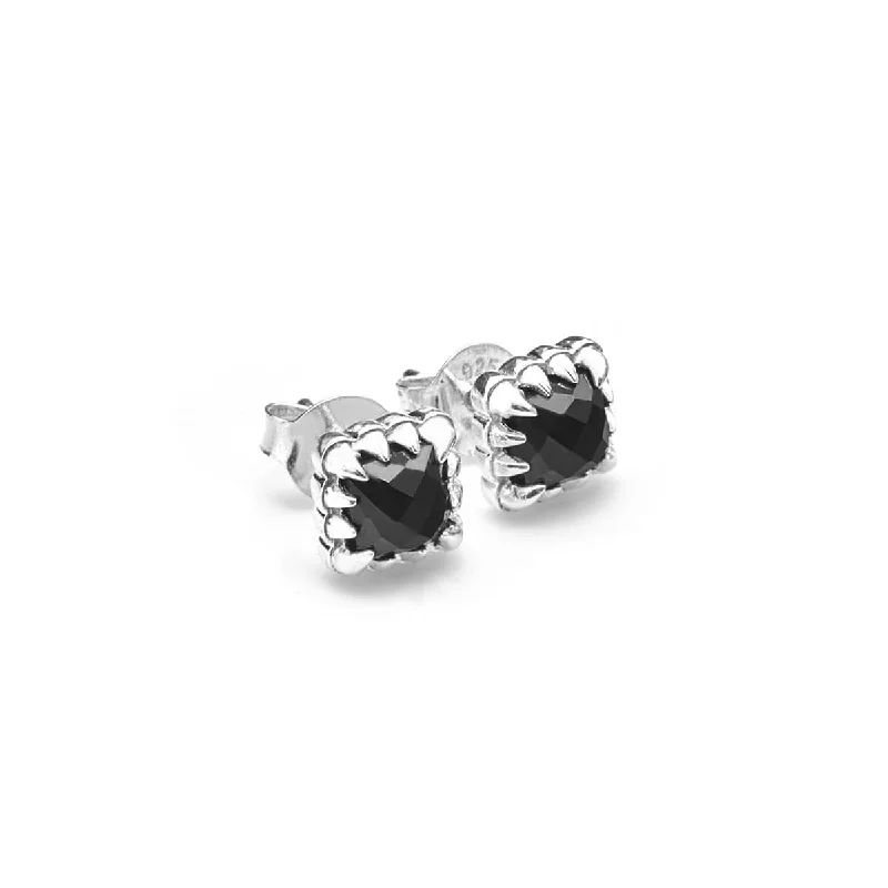 minimalist earrings for women -Stolen Girlfriends Club Mini Claw Earrings - Silver & Onyx