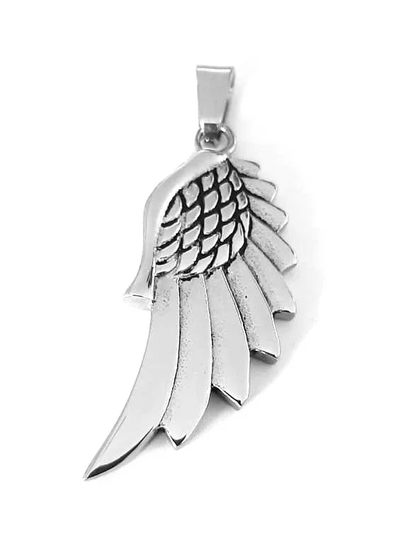 pearl necklaces for women -Stainless Steel Angel Wing Pendant Necklace