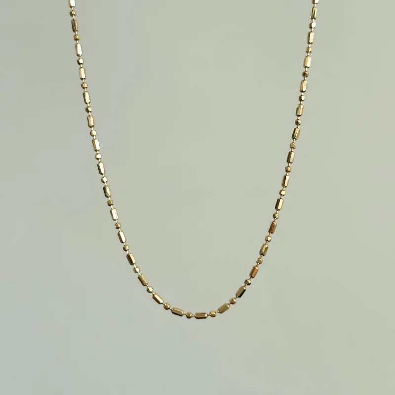 custom name necklaces for women -Everyday Bar and Bead Chain Necklace / Bracelet, Solid 14k Gold