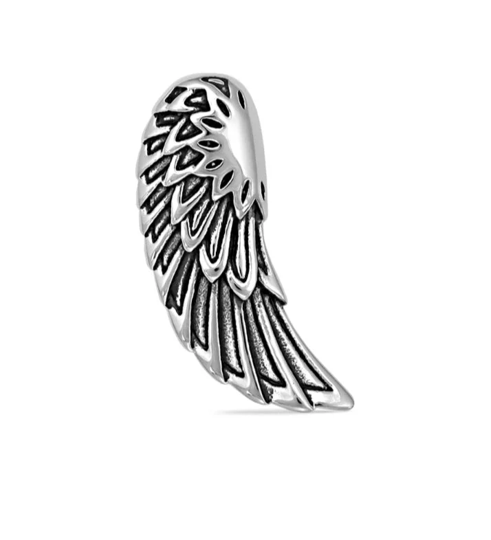 bohemian necklaces for women -Stainless Steel Single Angel  Wing Necklace