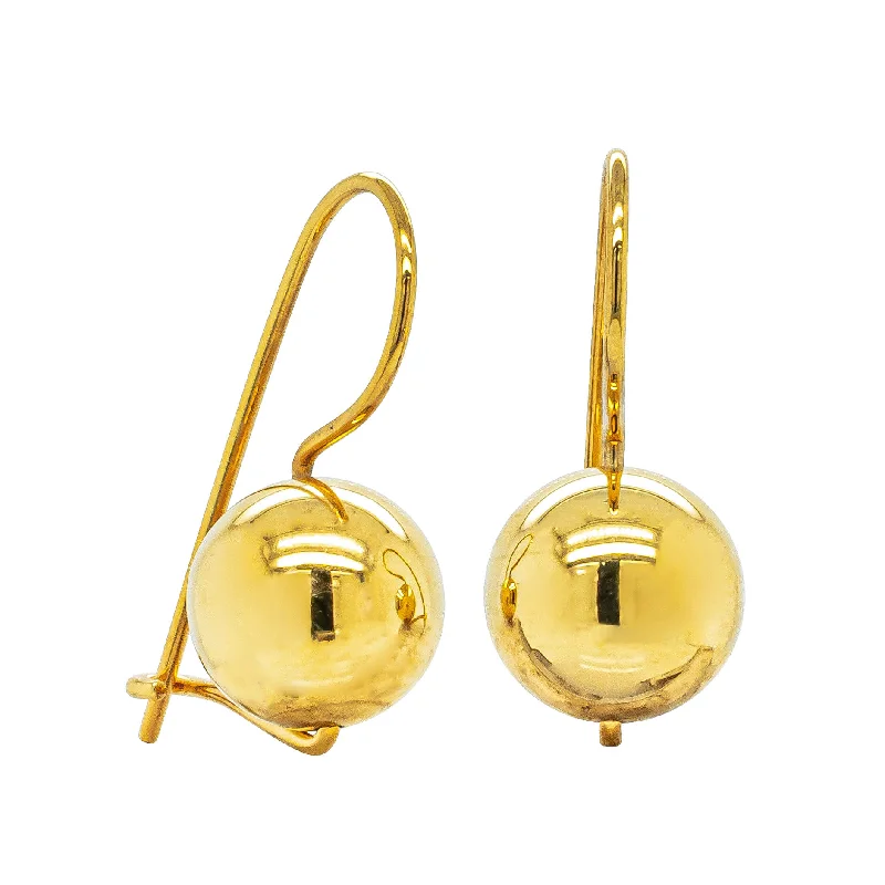 custom-designed hoop earrings -Deja Vu 9ct Yellow Gold Ball Hook Earrings