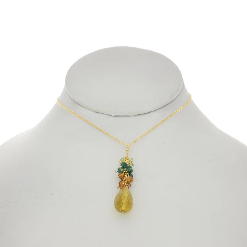 stylish chain necklaces for women -Cedar Green - Whiskey Topaz Drop Cluster Necklace