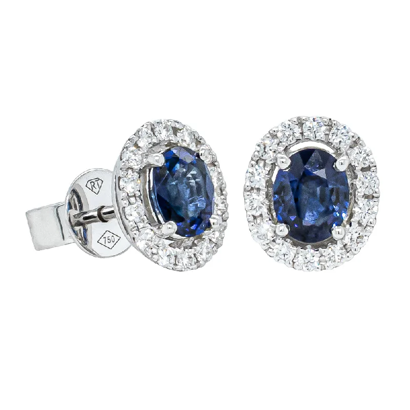 glamorous earrings for women -18ct White Gold 1.06ct Sapphire & Diamond Earrings