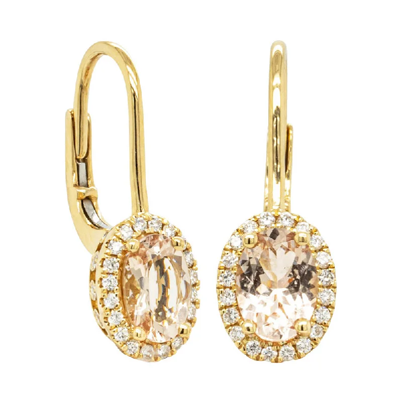 silver stud earrings for women -18ct Yellow Gold Morganite & Diamond Mini Sierra Earrings