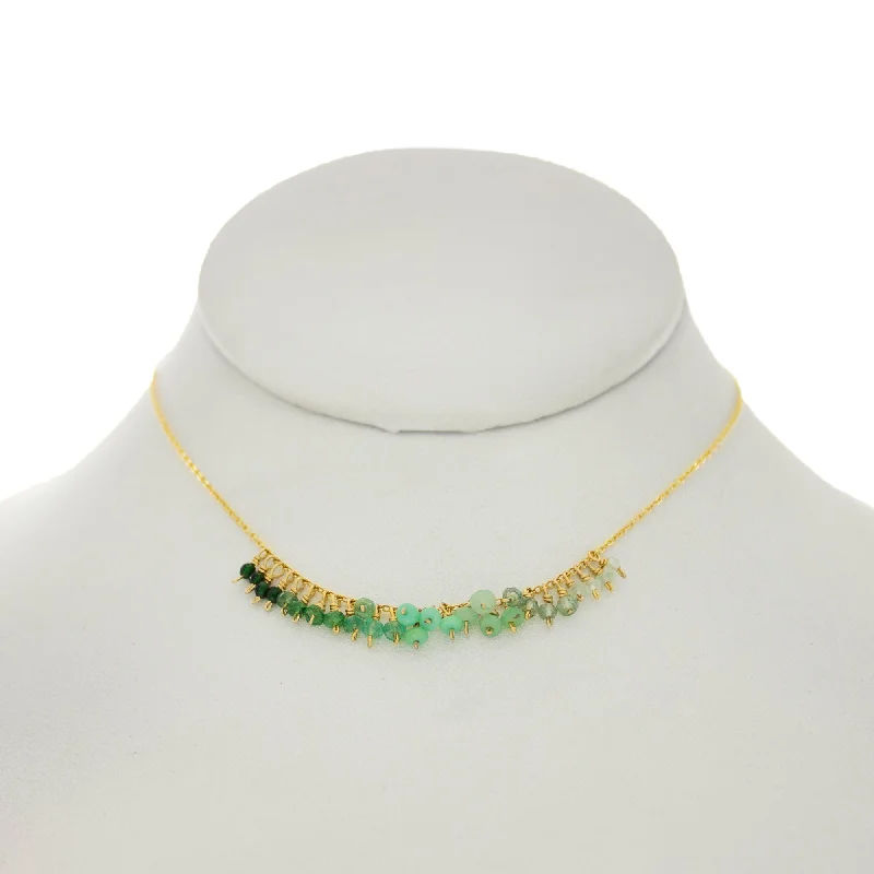 elegant pendant necklaces for women -Jungle Green - Green Quartz, Apatite, Opal, Chrysoprase, Peridot, Prenite Dangle Necklace