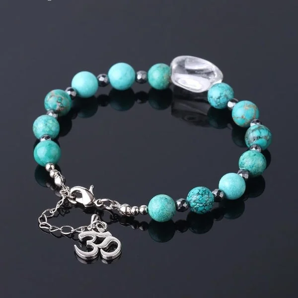 women’s bangles -Kith and Kin Turquoise Om Bracelet