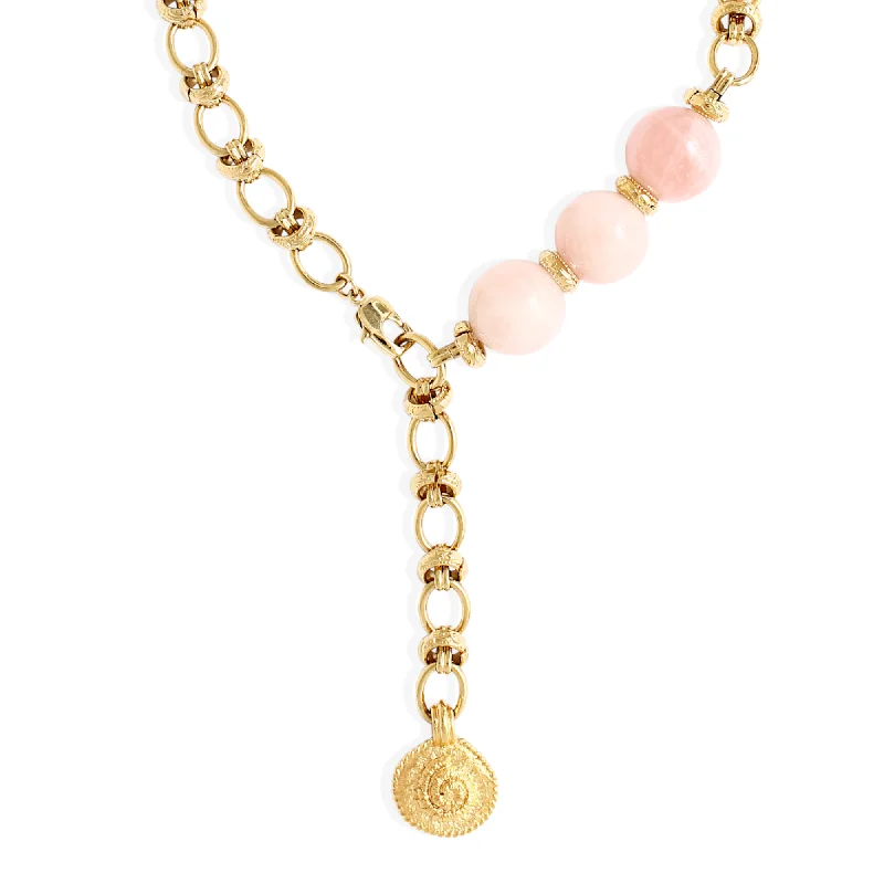 chunky necklaces for women -OCTAVIA Necklace - Gold with Rose Quartz